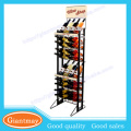 wine shop floor standing metal wire whiskey bottles rack with wheels